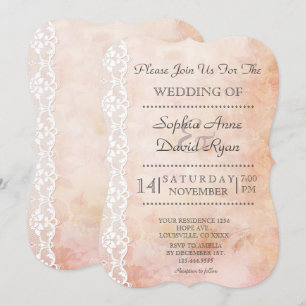 Romantic Old Paper With Roses and Lace Wedding Invitation