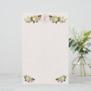 Romantic Old Roses Monogram Stationery