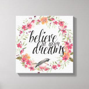 Romantic Oleander Bird Pink Floral Dreams Canvas Print