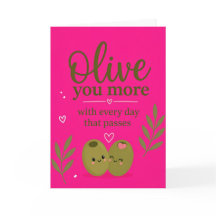 Romantic Olive You More Valentine's Day Greeting C