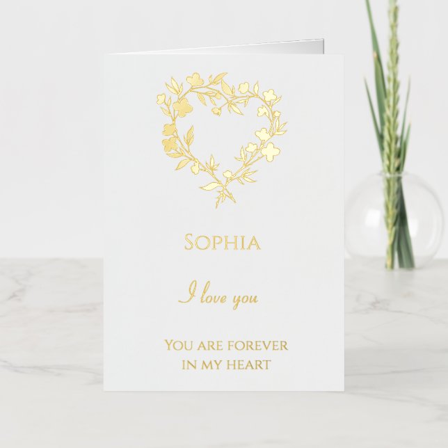 Romantic Open Floral Heart Love   Foil Greeting Card (Front)