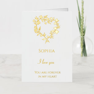Romantic Open Floral Heart Love   Foil Greeting Card