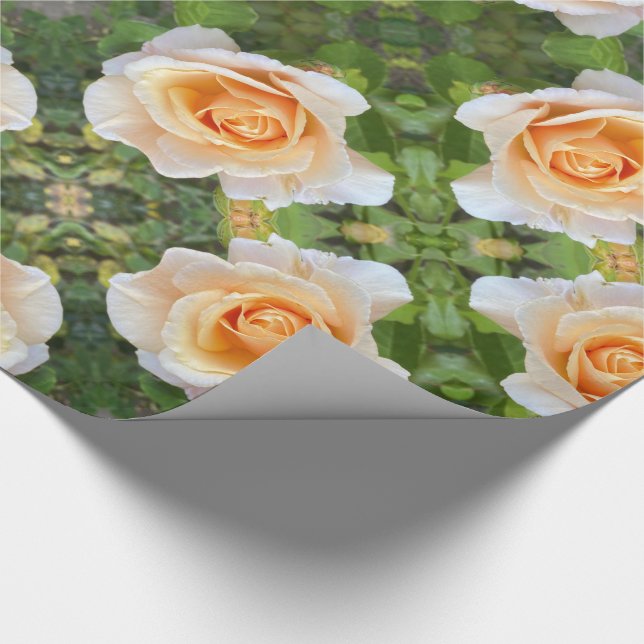 Romantic Orange Roses Rose Flowers Floral Wrapping Paper (Corner)