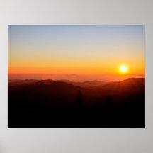 Romantic orange sunset in mountain