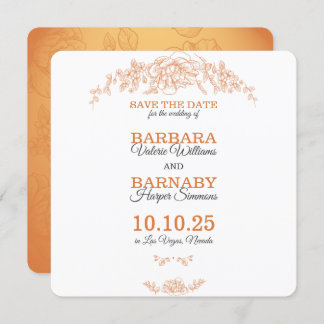 Romantic Orange & White Save The Date Card