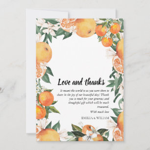 Romantic Oranges Citrus Wedding Photo Thank You Card