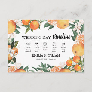 Romantic Oranges Citrus Wedding Timeline Enclosure Card