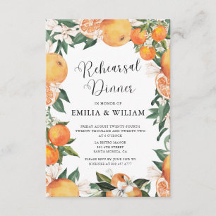 Romantic Oranges Rehearsal Dinner Night Before  Enclosure Card