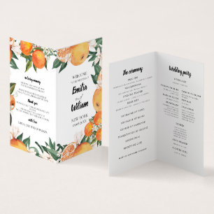 Romantic Oranges Wedding Ceremony Program