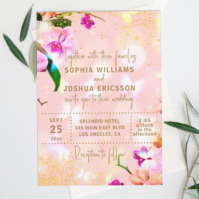 Romantic Orchid Bouquet Elegant Classy Wedding Invitation (Creator Uploaded)
