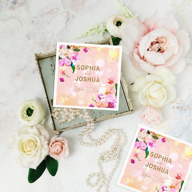 Romantic Orchid Bouquet Elegant Classy Wedding Napkin (Creator Uploaded)