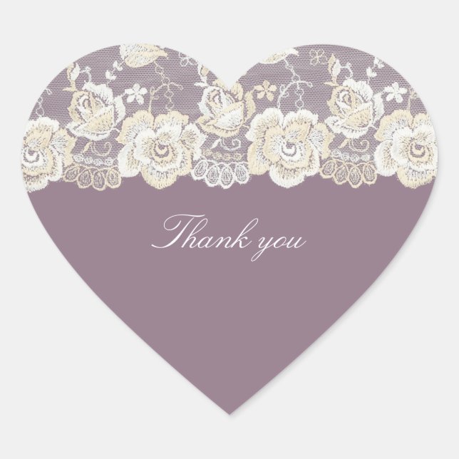 Romantic Orchid Purple Floral Bridal Shower Heart Sticker (Front)