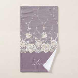 Romantic Orchid Purple Floral   Hand Towel