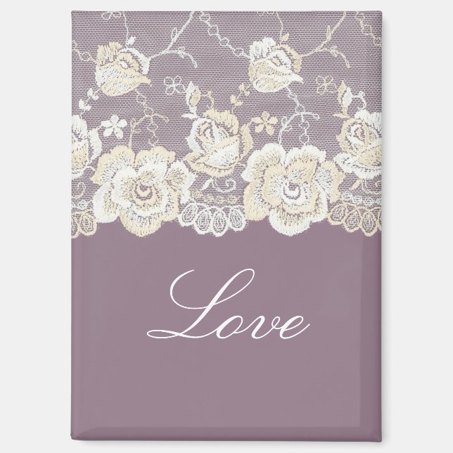 Romantic Orchid Purple Floral Love Magnet (Front)