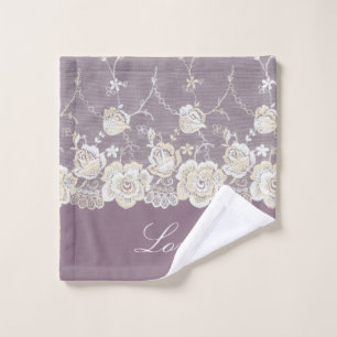 Romantic Orchid Purple Floral Love Wash Cloth