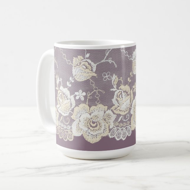 Romantic Orchid Purple Floral Wedding Coffee Mug (Front Left)