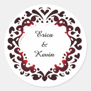 Romantic Ornate Circular Frame Classic Round Sticker