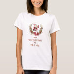 Romantic Our First Christmas Poinsettia Wreath T-Shirt<br><div class="desc">Elegant and romantic design featuring Mrs and Mr SANTA,  a beautful poinsettia wreath and sparkles faux sequins OUR FIRST CHRISTMAS typography. Use Customise tool to add your info and text. For more,  visit,  please,  my Our First Christmas Collection.</div>