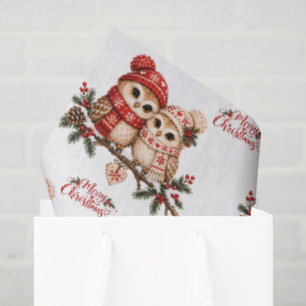 Romantic Owl Couple Cosy Scandinavian Christmas Tissue Paper