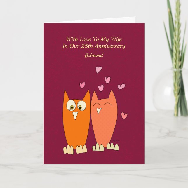 Romantic owls: make love holiday card (Front)
