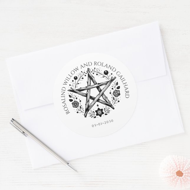 Romantic Pagan Wicca Wedding Classic Round Sticker (Envelope)