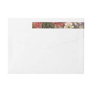 Romantic Painted Floral Pink Purple Wedding Wrap Around Label