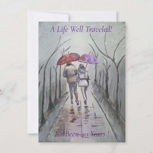 Romantic Painting 40th Wedding Anniversary Invitation (Front)