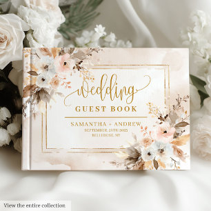 Romantic Pale Pink Gold Boho Autumn Guest Book
