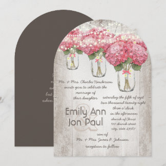 Romantic Pale Pink Mason Jar Firefly Wedding Invitation