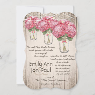 Romantic Pale Pink Mason Jar Firefly Wedding Invitation