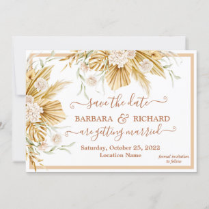 Romantic Pampas Grass Floral Wedding Save Date Invitation