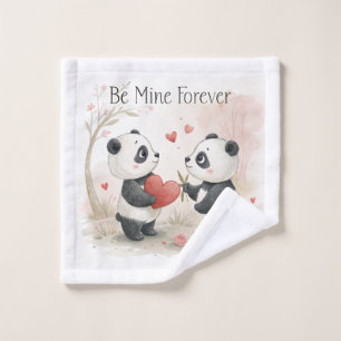 Romantic Panda Card – Be Mine Forever Wash Cloth