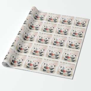 Romantic Panda Card  Wrapping Paper