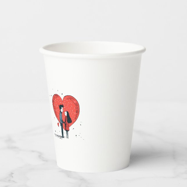 Romantic Paper Cup – Heart & Couple (Front)