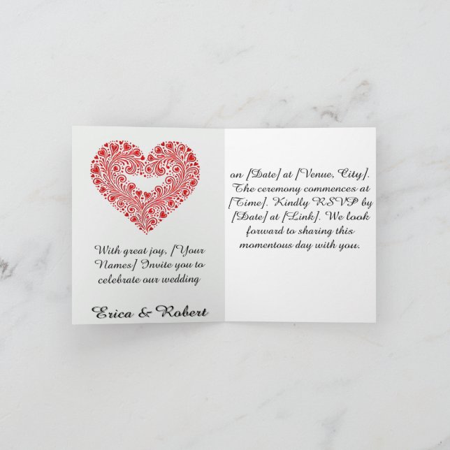 Romantic Paper Silhouette Wedding Scene Invitation (Inside)