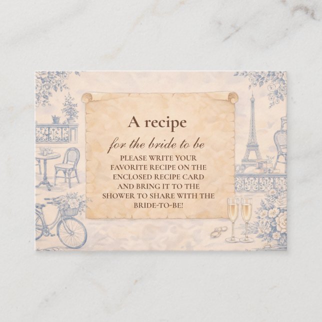 Romantic Paris Bridal Shower Enclosure Card (Front)