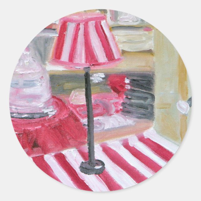 Romantic Paris Classic Round Sticker (Front)