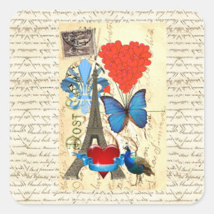 Romantic Paris collage Square Sticker