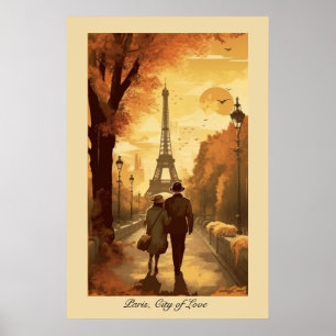 Romantic Paris Eiffel Tower Autumn Escape Poster