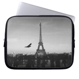 Romantic Paris Eiffel Tower Black and white Laptop Sleeve