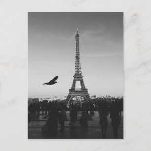 Romantic Paris Eiffel Tower Black and white Postcard