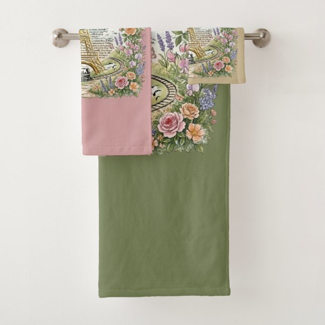 Romantic Paris, Eiffel Tower, French Art Bath Towel Set (Insitu)