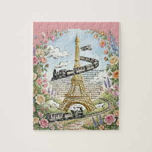 Romantic Paris, Eiffel Tower, French Art Jigsaw Puzzle