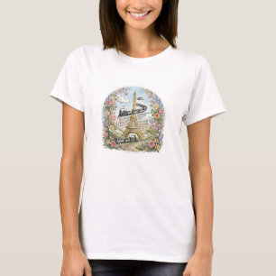 Romantic Paris, Eiffel Tower, French Art T-Shirt