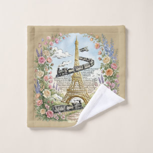 Romantic Paris, Eiffel Tower, French Art Wash Cloth