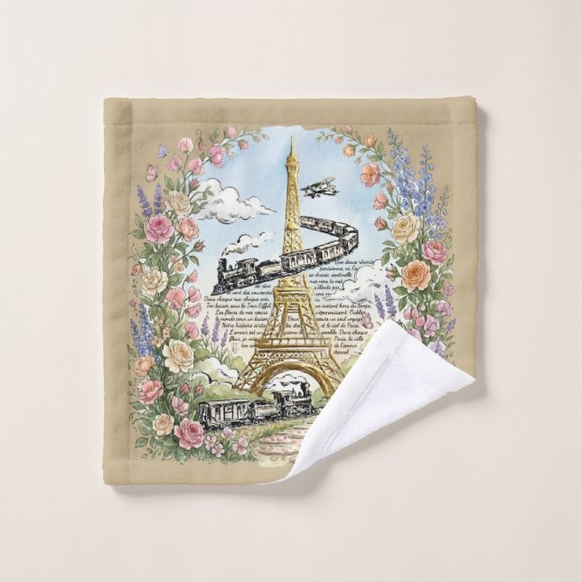 Romantic Paris, Eiffel Tower, French Art Wash Cloth (Wash Cloth)