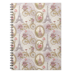 Romantic Paris Eiffel Tower & Roses Floral Design Notebook