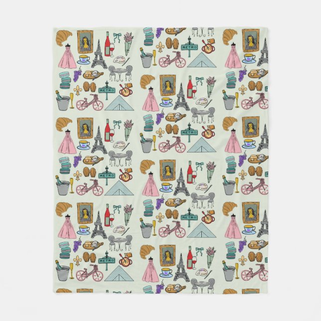 Romantic Paris Fleece Blanket (Front)