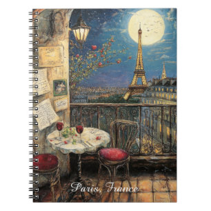Romantic Paris France Eiffel Tower Illustration Notebook