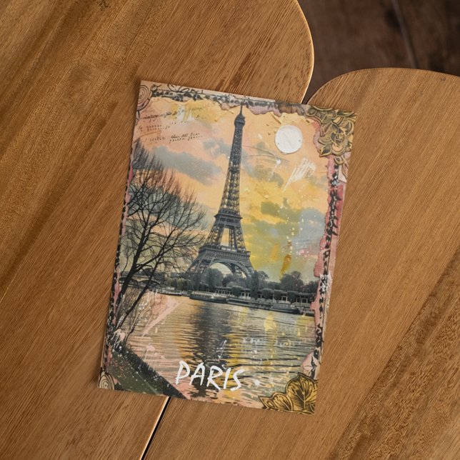 Romantic Paris France Vintage Travel Postcard (paris france vintage travel postcard)